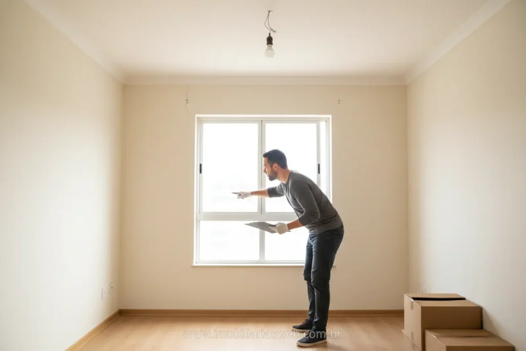 Inquilino inspecionando imóvel antes de alugar.